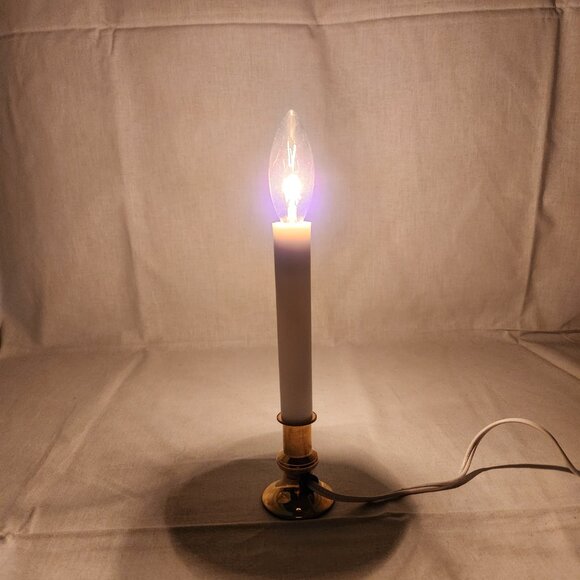 Christmas Window Candle Lamps Brass Base Plug In Holiday Living LOT of 3 NEW - Picture 4 of 9